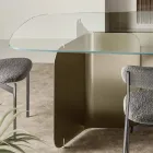 Table avec plateau en verre façonné et base en métal courbé - Piacere Viadurini