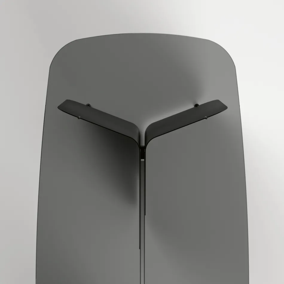 Table avec plateau en verre façonné et base en métal courbé - Piacere Viadurini