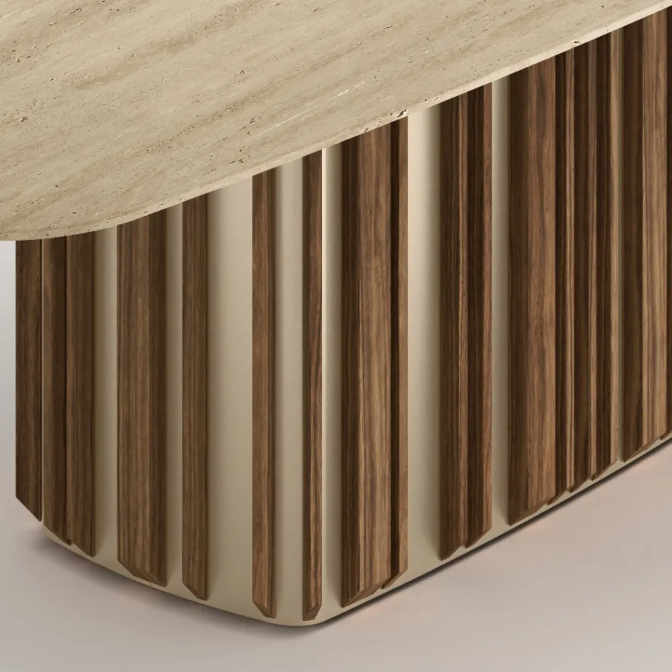 Table Lunaria avec plateau en marbre et piètement en métal, fabriquée en Italie Viadurini