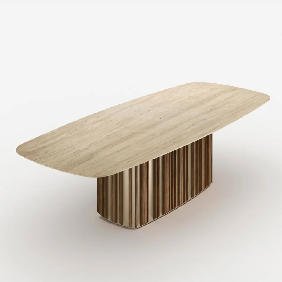 Table Lunaria avec plateau en marbre et piètement en métal, fabriquée en Italie Viadurini