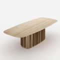 Table Lunaria avec plateau en marbre et piètement en métal, fabriquée en Italie