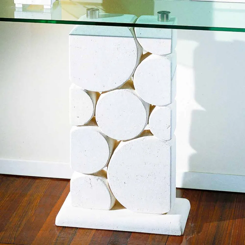 Table console en hosios design moderne en pierre et verre Viadurini