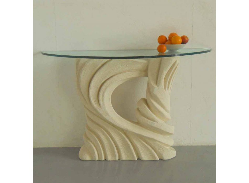 table console en pierre et le design cristal Emera Viadurini