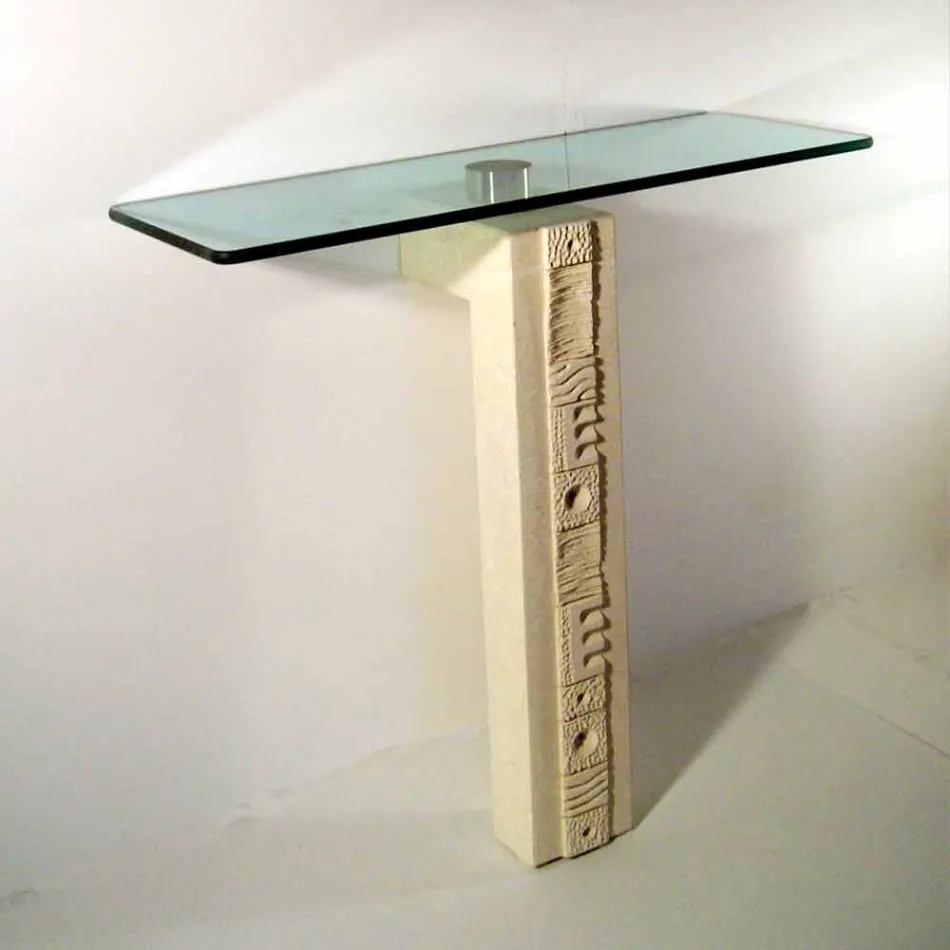 L'extension Abydos de conception de pierre de la console rectangulaire et cristal Viadurini