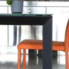 Table de cuisine extensible jusqu'à 170 cm en métal et verre trempé - Berto Viadurini