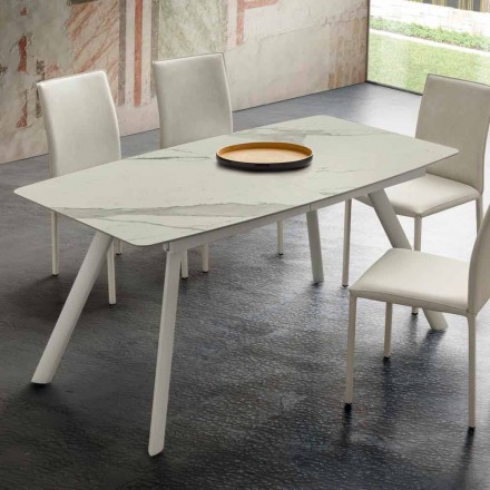 Table de cuisine extensible jusqu'à 210 cm en Laminam Made in Italy - Giocondo Viadurini