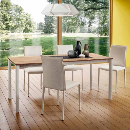 Table de Cuisine Extensible Jusqu'à 240 cm Effet Bois Fabriqué en Italie - Maltais Viadurini
