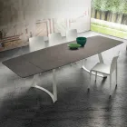 Table de Cuisine Extensible Jusqu'à 280 cm Effet Marbre Fabriqué en Italie - Pinocchio Viadurini