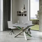 Table de cuisine extensible jusqu'à 440 cm en bois et fer fabriquée en Italie - Lennon Viadurini