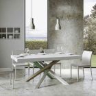 Table de cuisine extensible jusqu'à 440 cm en bois et fer fabriquée en Italie - Lennon Viadurini