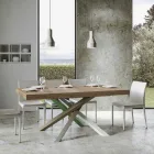 Table de cuisine extensible jusqu'à 440 cm en bois et fer fabriquée en Italie - Lennon Viadurini