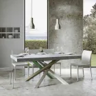 Table de cuisine extensible jusqu'à 440 cm en bois et fer fabriquée en Italie - Lennon Viadurini