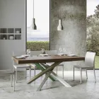 Table de cuisine extensible jusqu'à 440 cm en bois et fer fabriquée en Italie - Lennon Viadurini