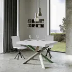Table de cuisine extensible jusqu'à 440 cm en bois et fer fabriquée en Italie - Lennon Viadurini