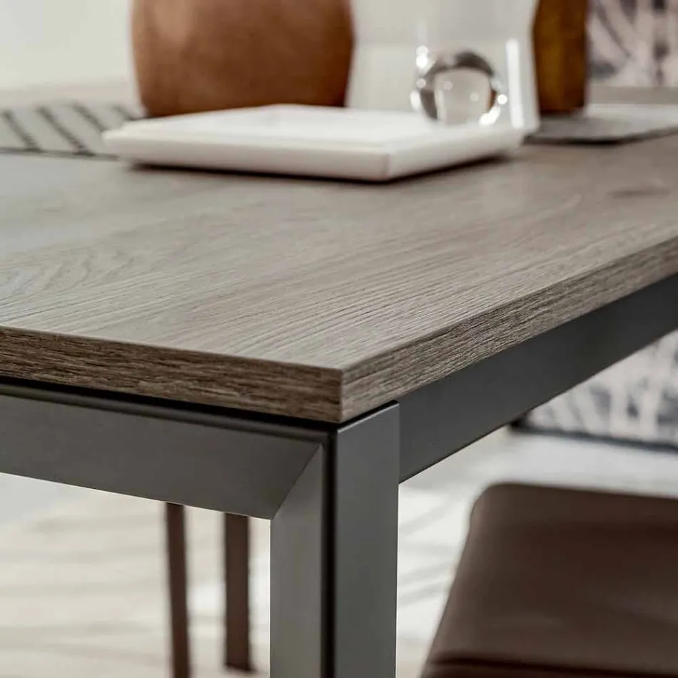 Table de cuisine avec plateau en mélamine et base en métal Made in Italy - Spilla Viadurini
