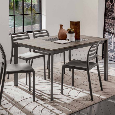 Table de cuisine avec plateau en mélamine et base en métal Made in Italy - Spilla Viadurini
