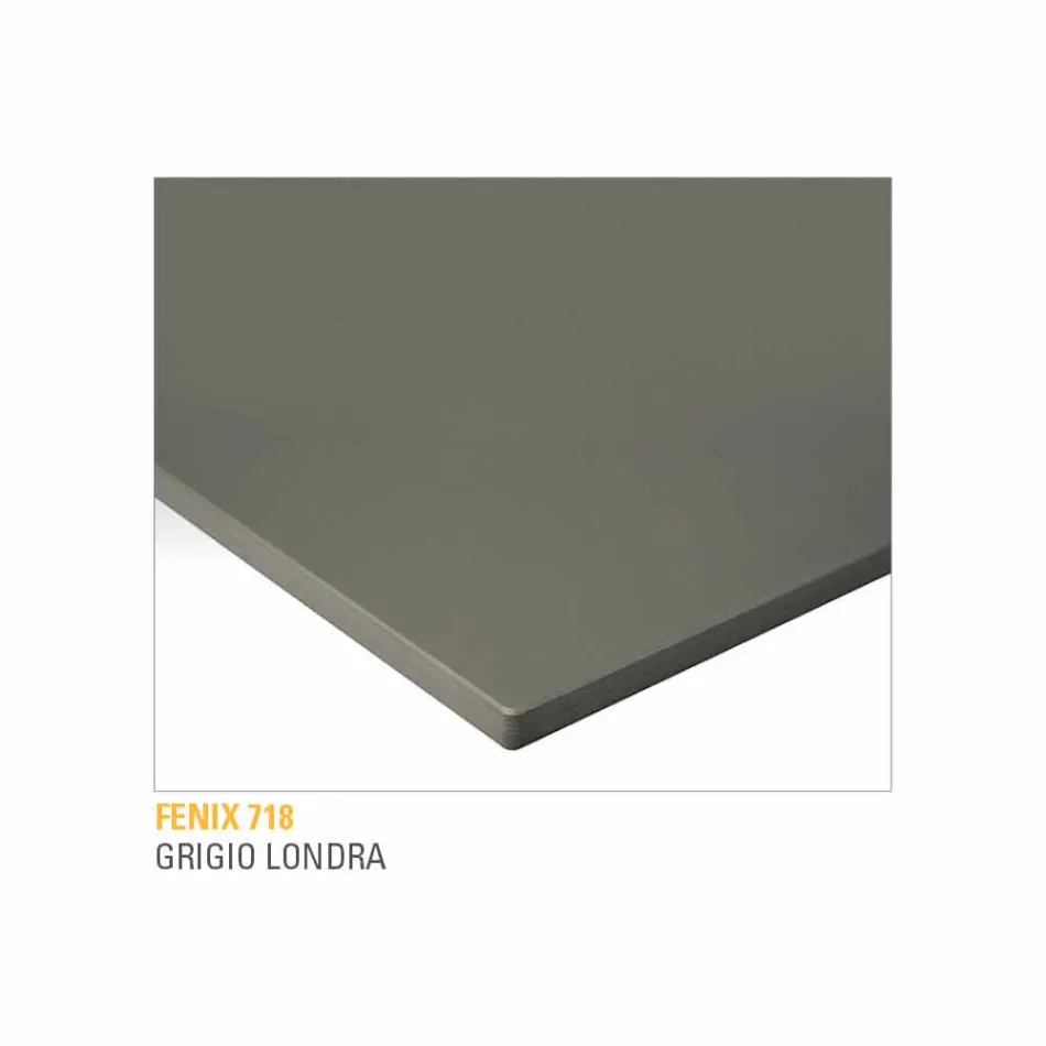 Table de cuisine en Fenix laminé et aluminium noir Made in Italy - Lingotto Viadurini