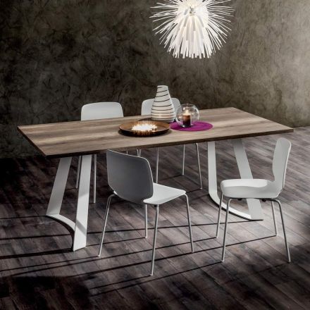 Table de cuisine en HPL avec base en métal fin Made in Italy - Pinocchio Viadurini