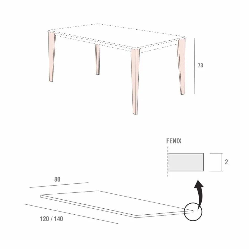 Table de Cuisine en Métal Peint avec Plateau en Fenix Made in Italy - Efisto Viadurini