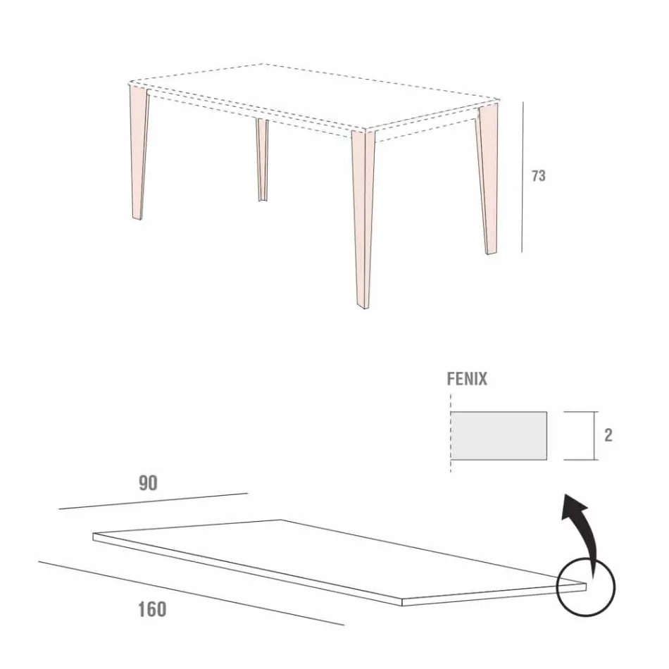 Table de Cuisine en Métal Peint avec Plateau en Fenix Made in Italy - Efisto Viadurini