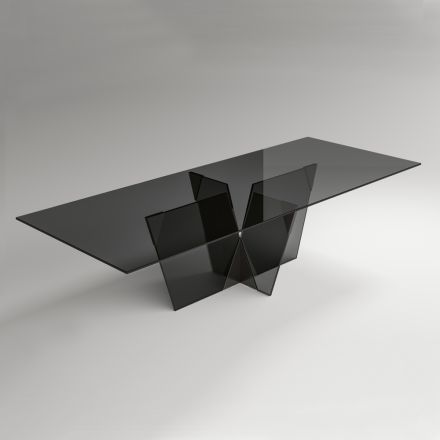 Table de cuisine rectangulaire avec plateau et base en verre Made in Italy - Tiseo Viadurini