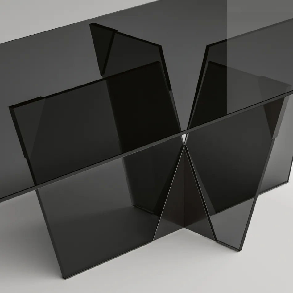 Table de cuisine rectangulaire avec plateau et base en verre Made in Italy - Tiseo Viadurini