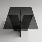 Table de cuisine rectangulaire avec plateau et base en verre Made in Italy - Tiseo Viadurini