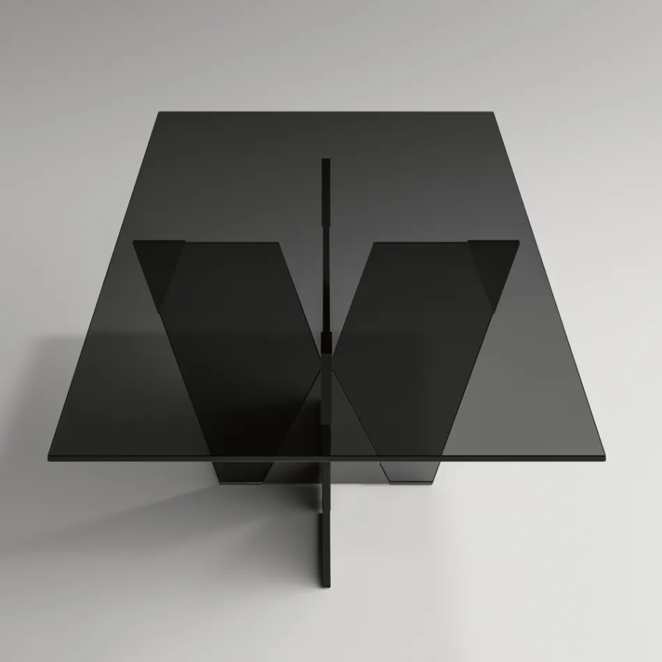 Table de cuisine rectangulaire avec plateau et base en verre Made in Italy - Tiseo Viadurini