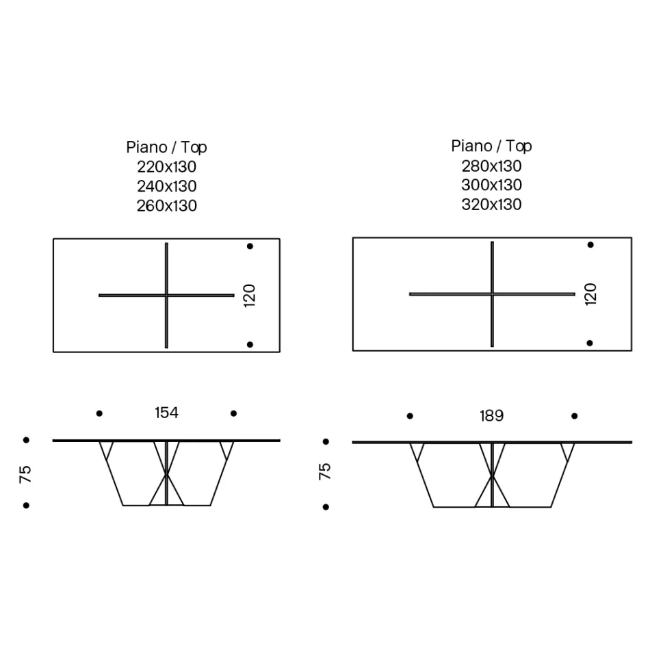 Table de cuisine rectangulaire avec plateau et base en verre Made in Italy - Tiseo Viadurini