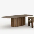 Table en verre de 300 cm avec piètement en métal, design Lunaria, fabrication italienne Viadurini