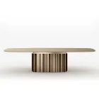 Table en verre de 300 cm avec piètement en métal, design Lunaria, fabrication italienne Viadurini