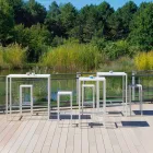 Table de bar carrée extérieure en métal peint fabriquée en Italie - Fada Viadurini