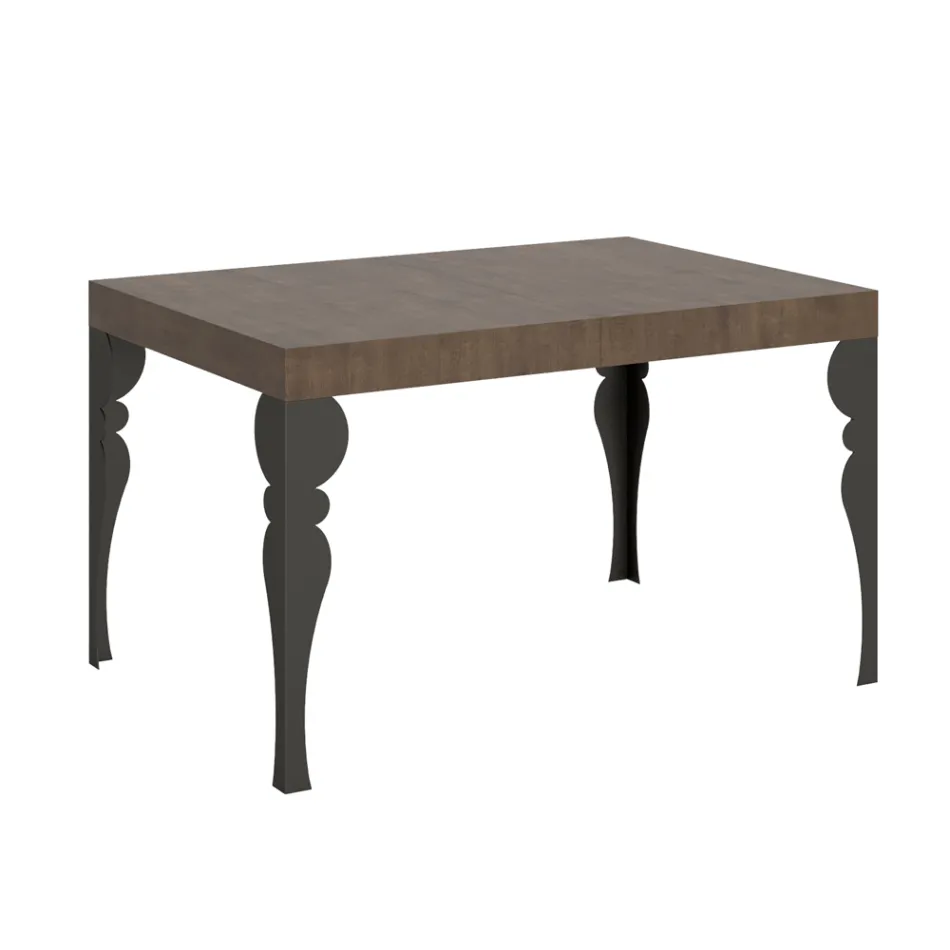 Table de cuisine extensible en bois anthracite et fer fabriquée en Italie - Sassone Viadurini
