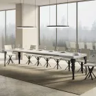 Table de cuisine extensible en bois anthracite et fer fabriquée en Italie - Sassone Viadurini
