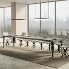 Table de cuisine extensible en bois anthracite et fer fabriquée en Italie - Sassone Viadurini