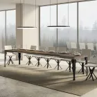 Table de cuisine extensible en bois anthracite et fer fabriquée en Italie - Sassone Viadurini