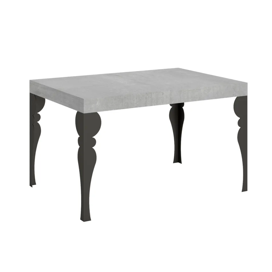Table de cuisine extensible en bois anthracite et fer fabriquée en Italie - Sassone Viadurini