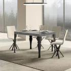 Table de cuisine extensible en bois anthracite et fer fabriquée en Italie - Sassone Viadurini