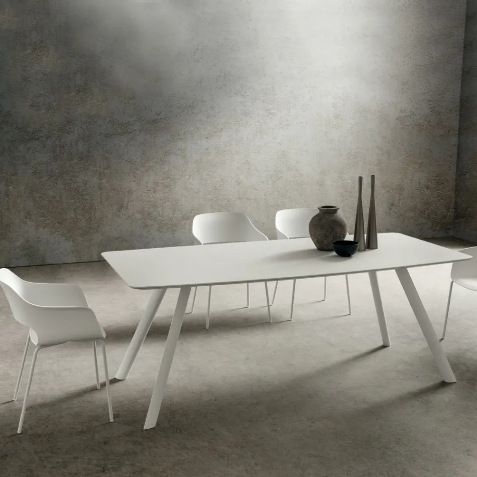 Table de cuisine avec plateau en tonneau en Fenix Made in Italy, Luxe - Lingotto Viadurini