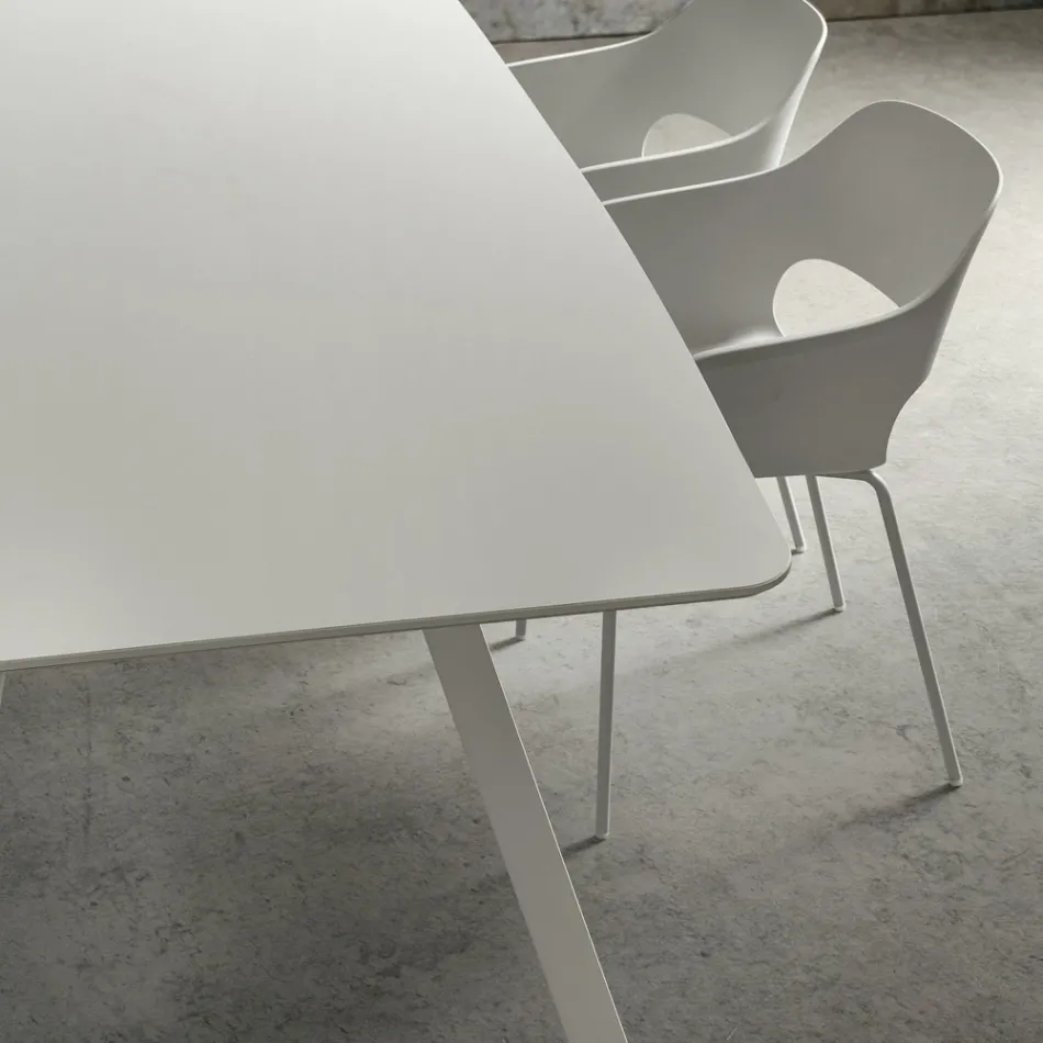 Table de cuisine avec plateau en tonneau en Fenix Made in Italy, Luxe - Lingotto Viadurini