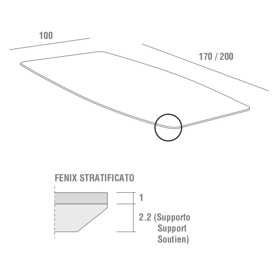 Table de cuisine avec plateau en tonneau en Fenix Made in Italy, Luxe - Lingotto Viadurini