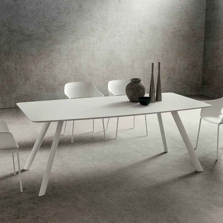 Table de cuisine avec plateau en tonneau en Fenix Made in Italy, Luxe - Lingotto Viadurini