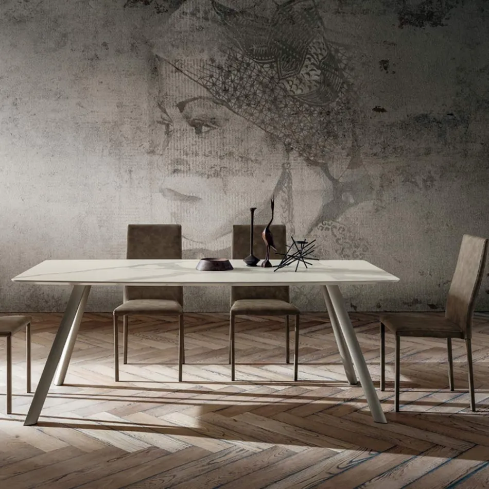 Table de cuisine avec plateau en Laminam fabriquée en Italie, haute qualité - Lingotto Viadurini