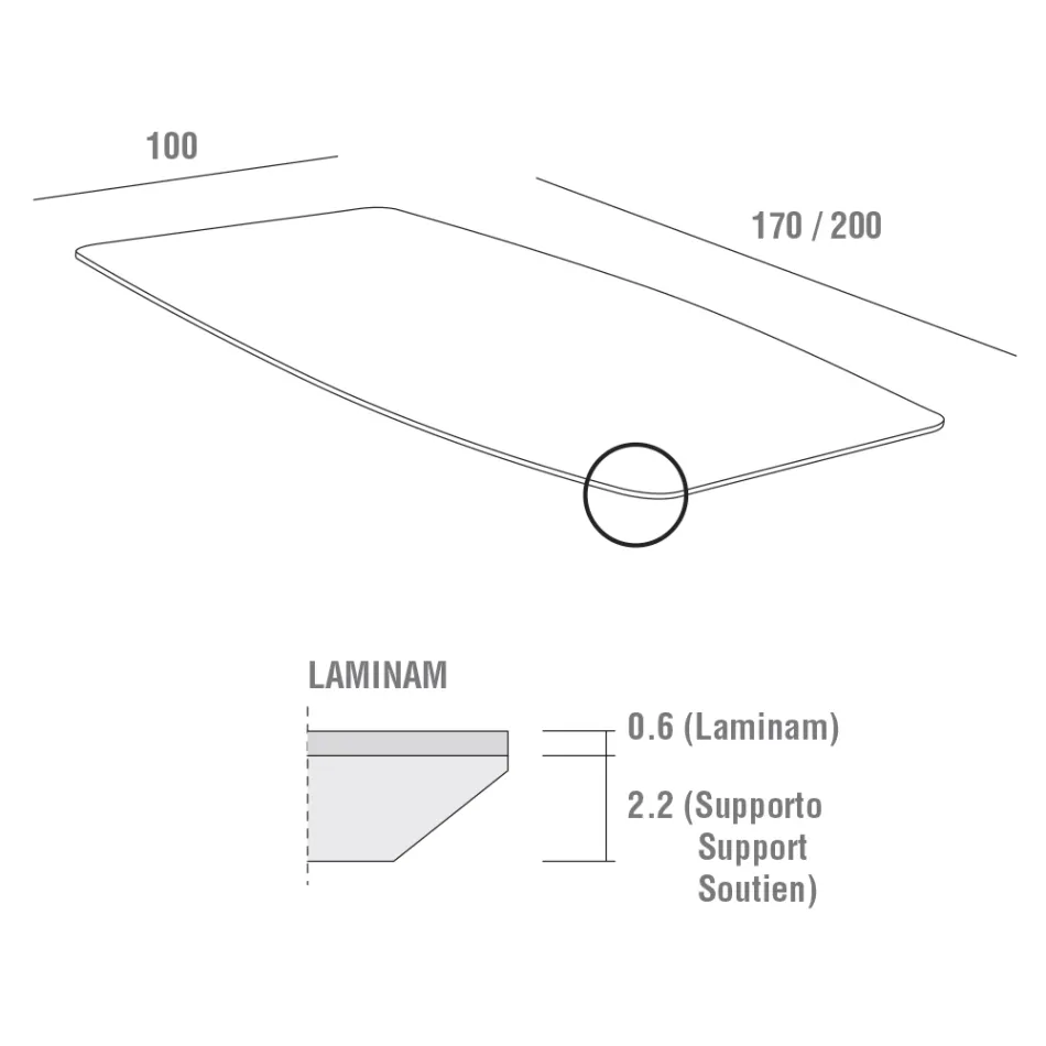 Table de cuisine avec plateau en Laminam fabriquée en Italie, haute qualité - Lingotto Viadurini