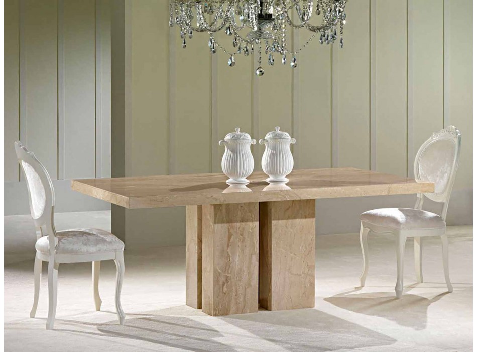 Table de cuisine design en marbre Daino Made in Italy - Zarino Viadurini