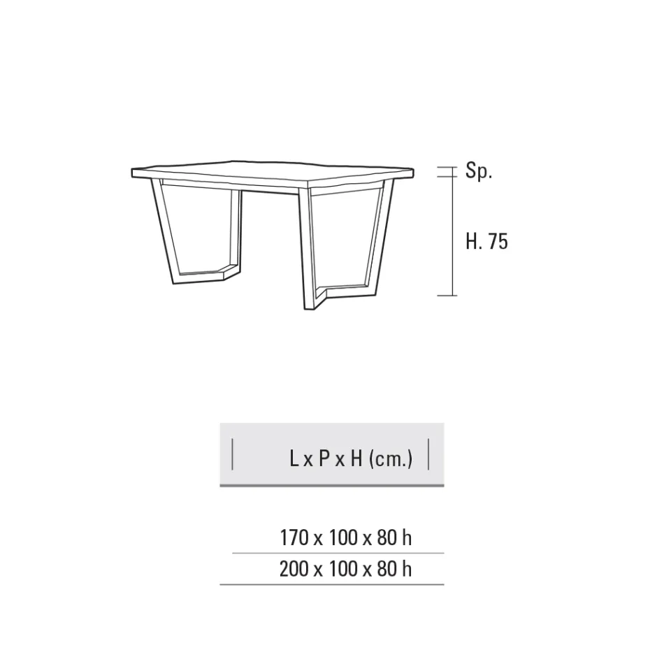 Table de cuisine fixe en métal et plateau en bois Made in Italy - Bastiano Viadurini