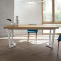 Table de cuisine fixe en métal et plateau en bois Made in Italy - Bastiano