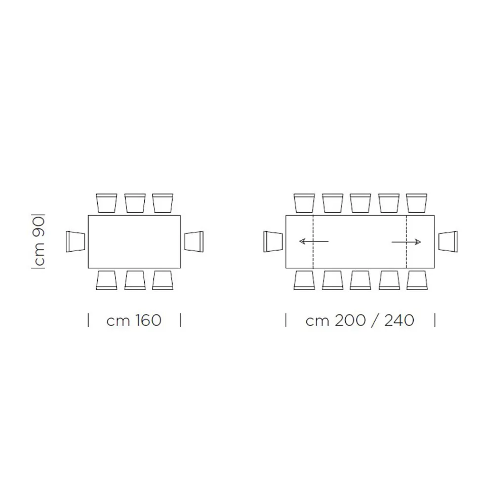 Table de cuisine Fenix extensible jusqu'à 300 cm Made in Italy - Grotta Viadurini