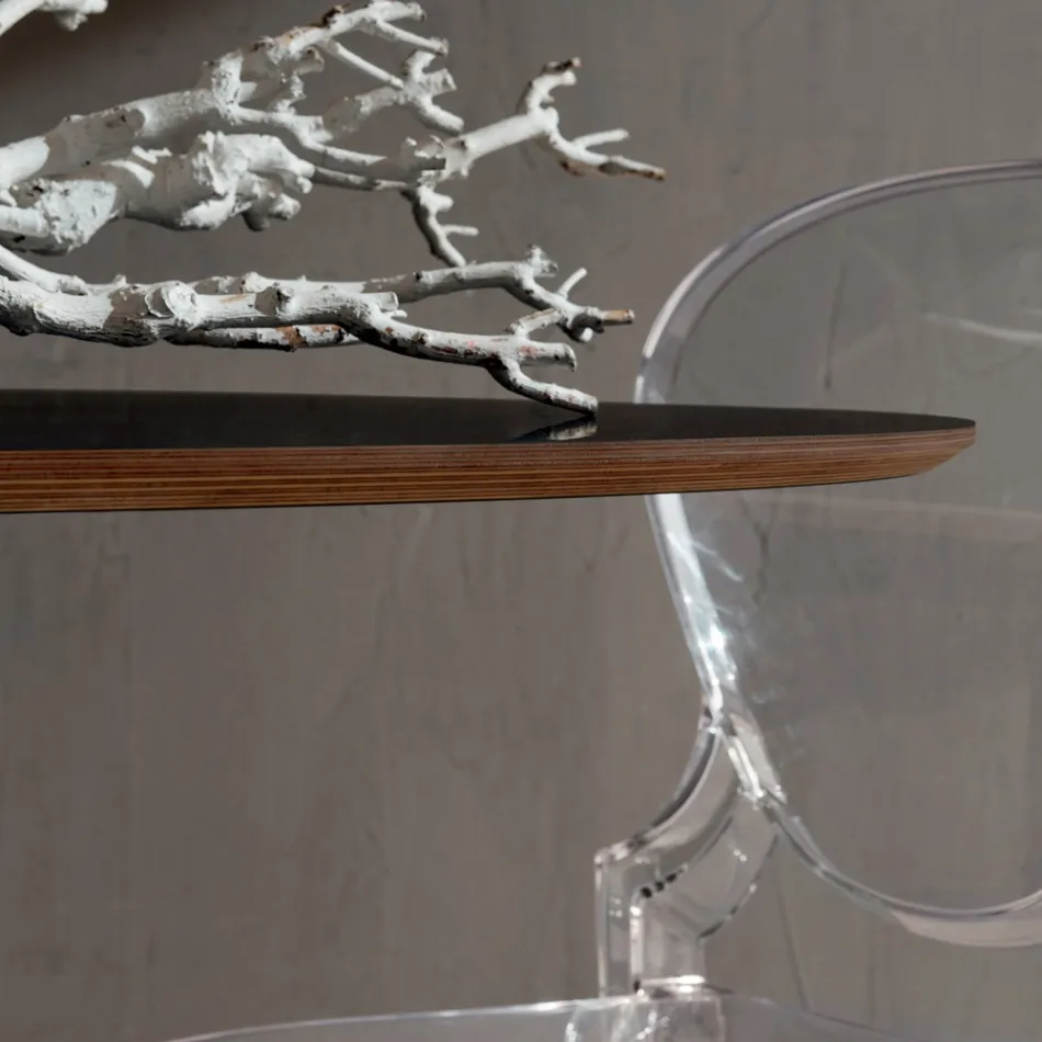 Table de cuisine en Fenix et marbre synthétique laqué fabriquée en Italie - Brontolo Viadurini