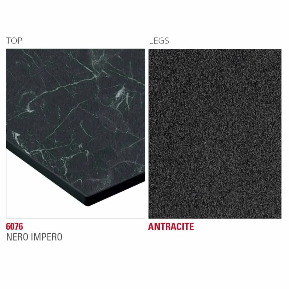 Table de cuisine en HPL avec base en métal anthracite fabriquée en Italie - Aresto Viadurini